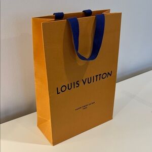 Louis Vuitton Orange Bag with Blue Handles